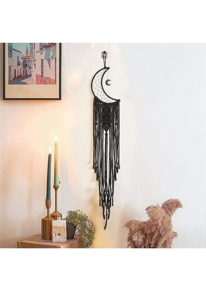 Bohemya Ay Rüya Catchers Pubsel Macrame Macrame Catchers Düğün Duvar Asma Dekor Ev Odası Ay Dekor Hediyeleri Siyah (Yurt Dışından) fırsatları