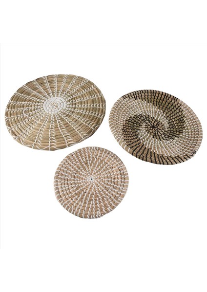 El Yapımı Asılı Duvar Sepeti Dekor (3 Set) Yuvarlak Dokuma Sepet, Boho Ev Dekor Tepsileri Yatak Odası, Mutfak, Oturma Odası (Yurt Dışından) modelleri