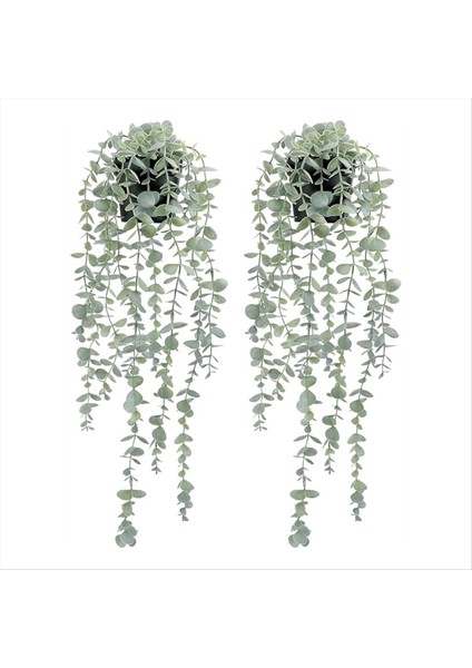 2 Adet Yapay Asılı Bitkiler Saksı Okaliptüs Asılı Bitki Duvar Odası Için Ev Veranda Kapalı Açık Dekor (Yurt Dışından)