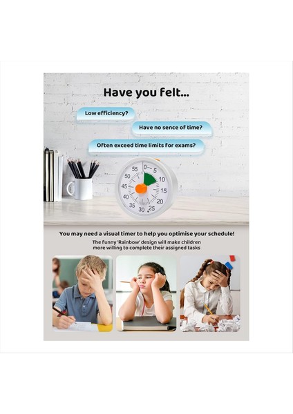 Çocuklar Için 60 Dakikalık Görsel Zamanlayıcı, Sessiz Operasyon ile Sınıf Ofisi Mutfak Zamanlayıcısı Için Görsel Geri Sayım Zamanlayıcı B (Yurt Dışından) fırsatları