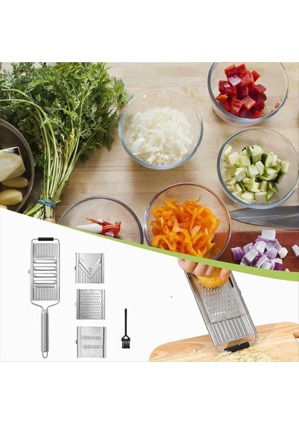 Sebze dilimleyici seti, 4 aradan 1 paslanmaz çelik mutfak dilimleyicisi, değiştirilebilir bıçaklar, çok fonksiyonlu peynir arazileri (Yurt Dışından) fırsatları