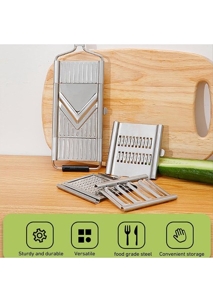Sebze dilimleyici seti, 4 aradan 1 paslanmaz çelik mutfak dilimleyicisi, değiştirilebilir bıçaklar, çok fonksiyonlu peynir arazileri (Yurt Dışından) indirimleri