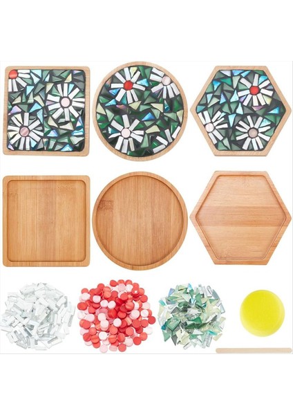 3 Stil Diy Mozaik Zanaat Seti Çiçek Mozaik Bambu Coaster El Yapımı Sanat Ev Dekorasyonu Için Set (Yurt Dışından)