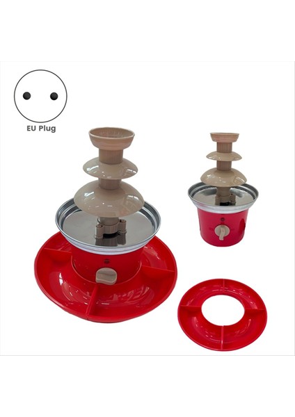 Servis tepsisi dahil çikolata çeşmesi mini fondü seti, sıcak eritme kabı tabanı ile elektrikli 3 katmanlı makine.eu fiş (Yurt Dışından) modelleri