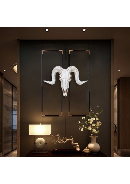 Yaratıcı Reçine Koyun Baş Kafatası Baş Duvar Asma 3D Hayvan Longhorn Heykel Figürinler El Sanatları Boynuzları Ev Dekor Süslemeleri (Yurt Dışından) fiyatları