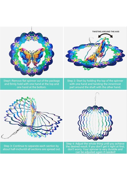 Rüzgar Spinners Açık, Asılı Kelebek Açık Rüzgar Spinner, Metal Rüzgar Spinnerları Veranda Sanat Süslemeleri (Yurt Dışından) modelleri