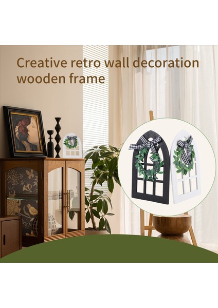 2pcs Ahşap Çiftlik Evi Pencere Katmanlı Tepsi Dekorasyon Ekose Rustik Çiftlik Evi Dekor Katedral Kemer Pencere Raf Fotoğraf Pervane (Yurt Dışından) fırsatları