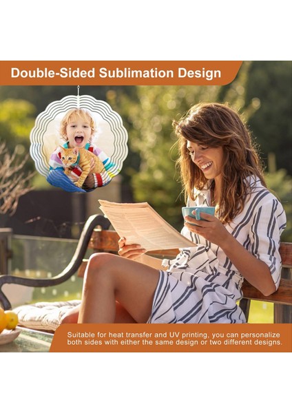 8 Inç Alüminyum Metal Asılı Rüzgar Spinnerları Süblimasyon Boşlukları Bahçe Kapalı Açık Sundurma Dekorasyon Yuvarlak (Yurt Dışından) indirimleri