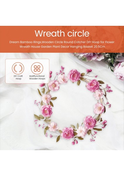 Rüya Bambu Yüzükler, Ahşap Daire Yuvarlak Catcher Dıy Hoop Çiçek Çelenk Evi Bahçe Bitki Dekoru Asma Sepet 20.5cm (Yurt Dışından) fırsatları