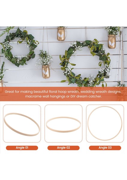 Rüya Bambu Yüzükler, Ahşap Daire Yuvarlak Catcher Dıy Hoop Çiçek Çelenk Evi Bahçe Bitki Dekoru Asma Sepet 20.5cm (Yurt Dışından) indirimleri