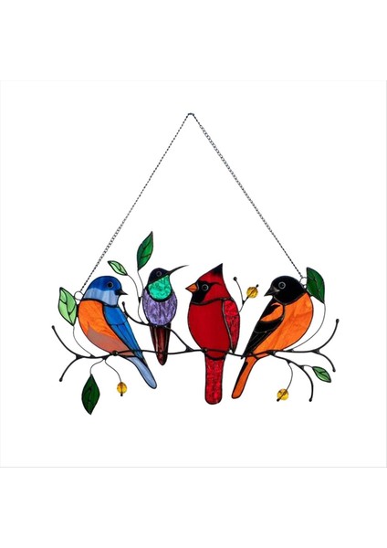 Bir Tel Üzerinde Çok Renkli Kuşlar Yüksek Lekeli Bahçe Suncatcher Kuş Süslemeleri Bir Şube Suncatchers Kolye Evinde, Bir (Yurt Dışından)