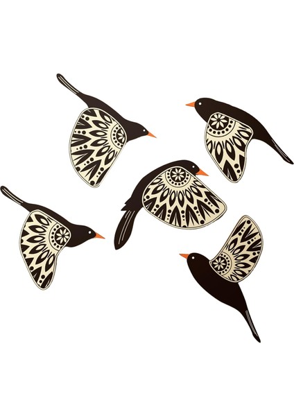5pcs Ahşap Kuş Duvar Sanat Ahşap Uçan Kuşlar Duvar Dekor Rustik Halk Sanat Duvar Dekor Hediye Kuş Sevgilisi Oturma Odası Siyah (Yurt Dışından)