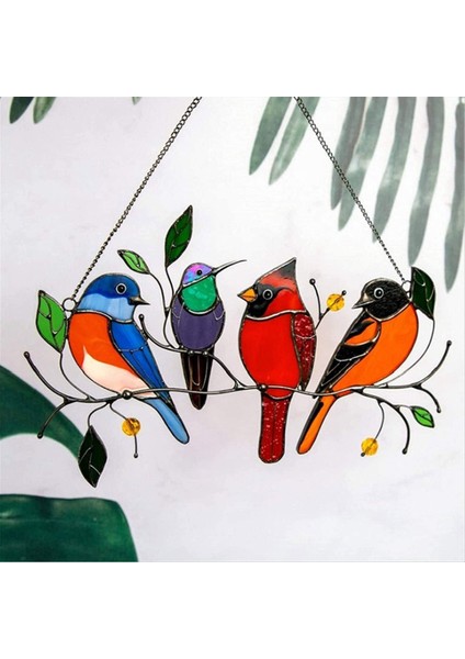 Bir Tel Üzerinde Çok Renkli Kuşlar Yüksek Lekeli Bahçe Suncatcher Kuş Süslemeleri Bir Şube Suncatchers Kolye Evinde, Bir (Yurt Dışından) indirimleri