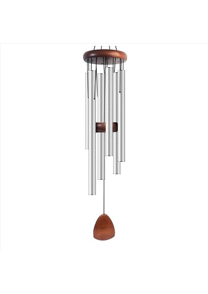 Gümüş Metal Windchime Alüminyum Rüzgar Çantası Rüzgar Çanları 6 Çubuk Çanlar Ev Dekorasyon Zanaat Açık Bahçe Veranda (Yurt Dışından)