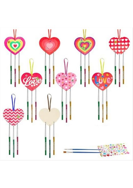 9 Paket Kalp Rüzgar Zil Sizi Kendi Aşk Yapıyor Rüzgar Çanları Diy Renkli Sevgililer Günü Ahşap Zanaat B (Yurt Dışından)