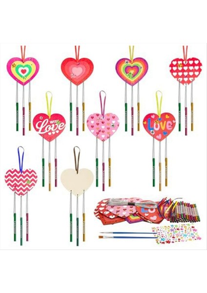 9 Paket Kalp Rüzgar Zil Sizi Kendi Aşk Yapıyor Rüzgar Çanları Diy Renkli Sevgililer Günü Ahşap Zanaat B (Yurt Dışından) fırsatları