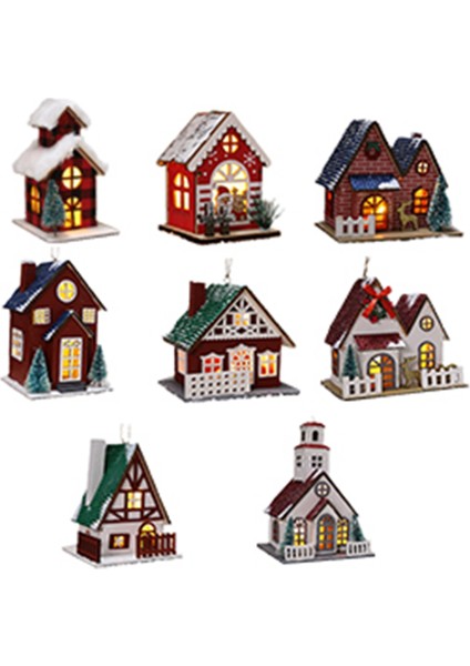 Log House House Luminous Binası Ahşap Noel Dekorasyonları Noel Ağacı Dekorasyonu Için Uygun (Yurt Dışından)