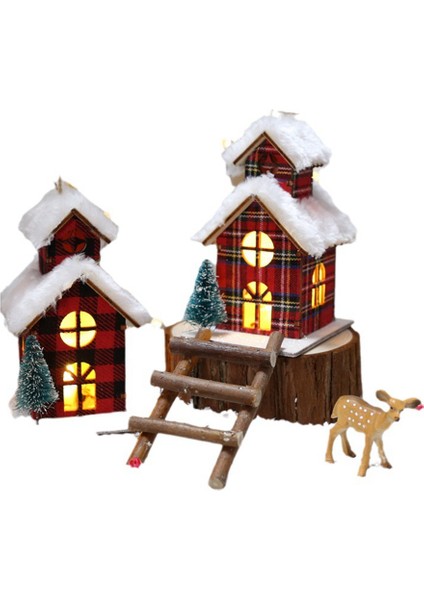 Log House House Luminous Binası Ahşap Noel Dekorasyonları Noel Ağacı Dekorasyonu Için Uygun (Yurt Dışından) fiyatları