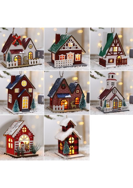 Log House House Luminous Binası Ahşap Noel Dekorasyonları Noel Ağacı Dekorasyonu Için Uygun (Yurt Dışından) modelleri