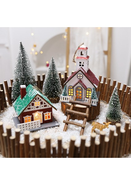 Log House House Luminous Binası Ahşap Noel Dekorasyonları Noel Ağacı Dekorasyonu Için Uygun (Yurt Dışından) indirimleri