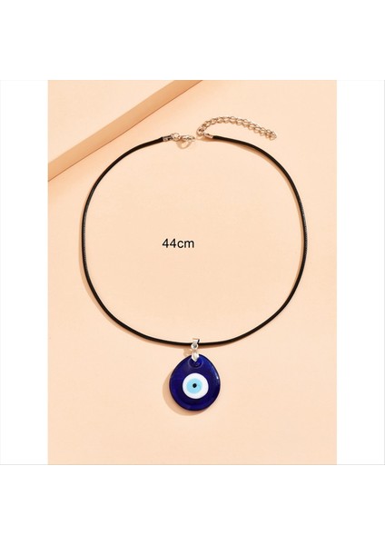 Mavi Göz Kolye Kolye Cam Deri Halat Zinciri Türkçe Kadın Erkekler Için Şanslı Kolye Koru (Yurt Dışından)