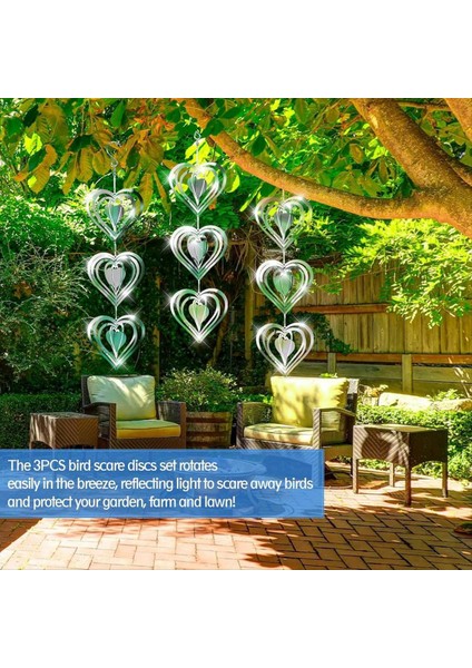 3pcs Kalp Kuş Korkutucu Diskler Seti, Çift Taraflı Kuş Reflektörleri, Son Derece Yansıtıcı Rüzgar Iplikçileri Kuş Cihazları Bahçe Dekoru (Yurt Dışından) indirimleri
