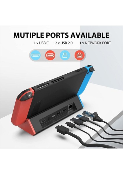Ağ Bağlantı Noktalı HDMI Uyumlu C-Port USB Adaptörü Için Anahtar 2 Tv Bağlantı Istasyonu Için Taşınabilir Şarj Istasyonu Istasyonu Tabanı (Yurt Dışından) modelleri