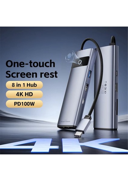 8&#39 I 1 Arada Tip-C Hub Usb-C Dock Istasyonu Adaptörü 4K HDMI Uyumlu PD100W Pc Dizüstü Bilgisayarlar Için USB 3 0 100MBPS Ethernet Bağlantı Noktası (Yurt Dışından) fiyatları