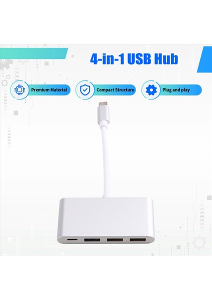 4&#39 Ü 1 Arada USB C Hub Güç USB 3 0 MacBook Için Yüzey Krom Buhar Güverte Kararlı USB 3 0 USB Hub Adaptörü (Yurt Dışından) fırsatları