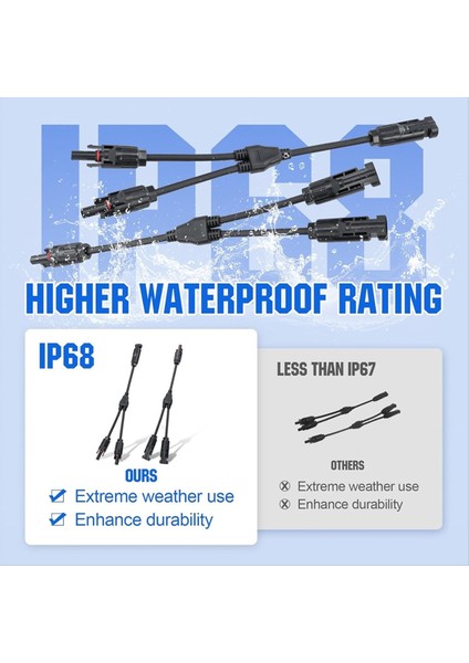 4 Çifti Güneş Konektörleri 30A Y Şube Paralel Pv Adaptör Kablo Tel Fiş Takım Kiti Güneş Paneli Için (M/ff+F/mm) (Yurt Dışından) modelleri