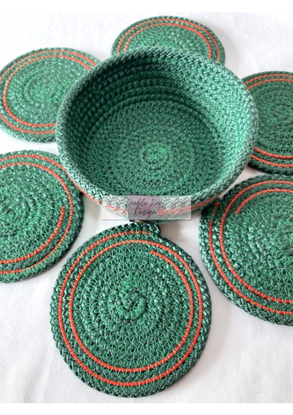 7 Prç Bardak Altlığı Set Tress Supla Jüt Hediyelik