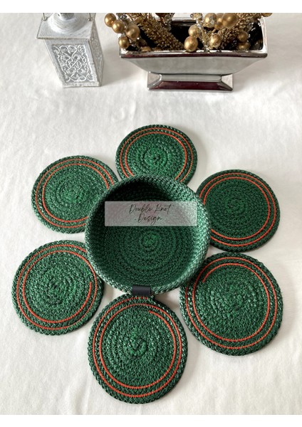 7 Prç Bardak Altlığı Set Tress Supla Jüt Hediyelik