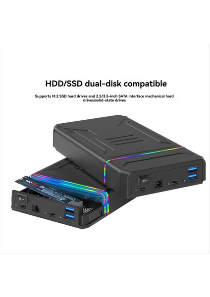 2.5/3,5 Inç HDD M.2 Nvme SSD Kılıf Çift Disk Kılıf Taşınabilir USB 3.0 Sabit Sürücü Muhafazası Harici Sabit Disk Kutusu Ab Fiş (Yurt Dışından) fiyatları