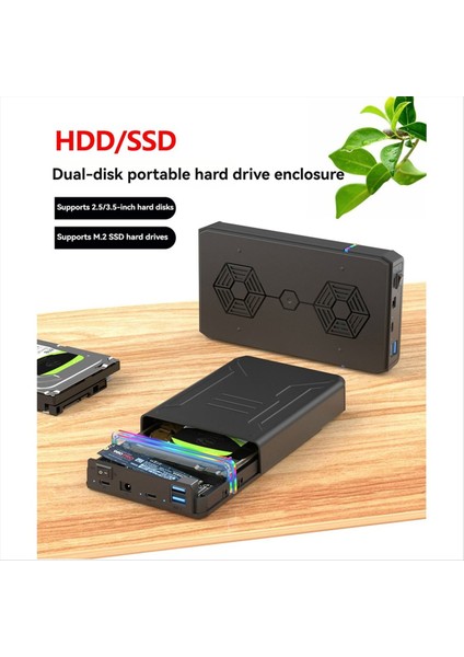 2.5/3,5 Inç HDD M.2 Nvme SSD Kılıf Çift Disk Kılıf Taşınabilir USB 3.0 Sabit Sürücü Muhafazası Harici Sabit Disk Kutusu Ab Fiş (Yurt Dışından) fırsatları