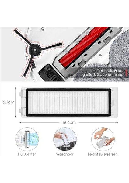 Roborock Q Revo Elektrikli Süpürge Için 2 Takım Aksesuar Seti Toz Torbaları Ana Rulo Fırça Yan Fırçalar Filtreler Paspas Mendilleri (Yurt Dışından) fırsatları