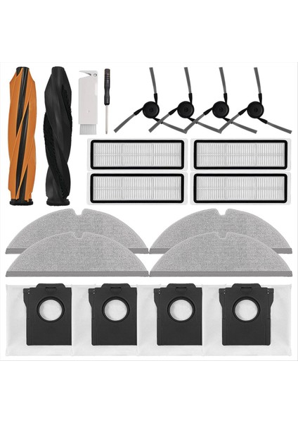 Dreame D20 Pro Plus Robotlu Süpürge Parçaları Için Aksesuar Kiti Ana Yan Fırça Hepa Filtre Paspas Bezi Toz Torbaları (Yurt Dışından)