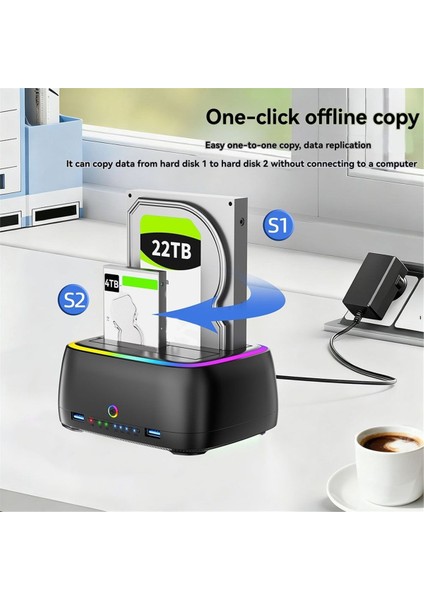 Çift Yuvalı Rgb Sabit Sürücü Istasyonu Hub/tf/sd Usb3 0 - Sata Tip-C HDD Bağlantı Istasyonu 2 5/3 5 Inç Hdd/ssd Abd Tak Için (Yurt Dışından) modelleri