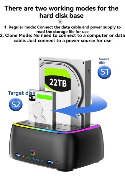 Çift Yuvalı Rgb Sabit Sürücü Istasyonu Hub/tf/sd Usb3 0 - Sata Tip-C HDD Bağlantı Istasyonu 2 5/3 5 Inç Hdd/ssd Abd Tak Için (Yurt Dışından) fırsatları