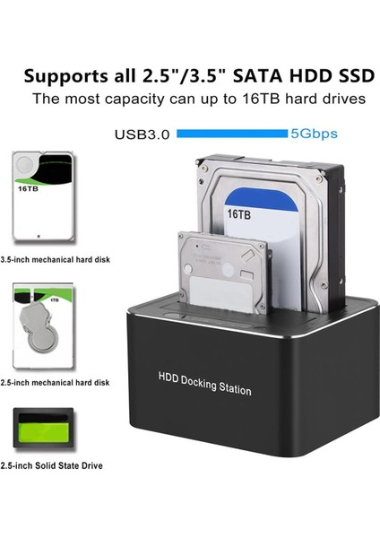Usb3 0 - Sata Çift Yuvalı Yerleştirme Istasyonu Için 2 5/3 5 Inç Hdd/ssd Sabit Sürücü Muhafazası Çevrimdışı Klonlama Yuvası Ab Tak (Yurt Dışından) fırsatları