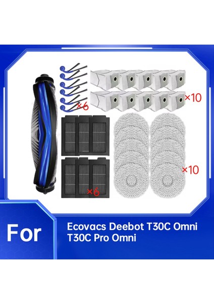 Ecovacs Deebot T30C Omni ve T30C Pro Omni Elektrikli Süpürge Ana Fırça Paspas Pedleri Toz Torbası Yan Fırçalar Için 33 Adet Yedek Parça (Yurt Dışından) fiyatları
