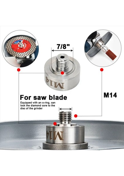 Elmas Çekirdekli Matkap Ucu Açı Öğütücü Kesme Diskleri Adaptörü Için 3x Yükseltme M14-X Kilit Adaptörü Kurulumu Kolay (Yurt Dışından) fırsatları