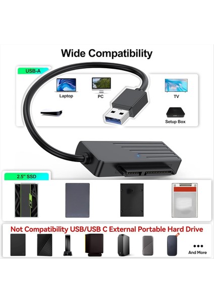 Sata&#39;dan USB Adaptörüne, USB 3.0 - Sata Iıı 2.5 Inç SSD Aktarım Dönüştürücü Kablosu, Harici Sabit Sürücü Okuyucu Uyumlu (Yurt Dışından) fırsatları