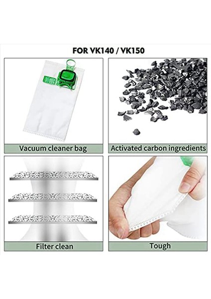 Kobold Elektrikli Süpürge Torbası Seti Için 24X Vorwerk Kobold VK140 VK150-B Için Uyumlu (Yurt Dışından) modelleri
