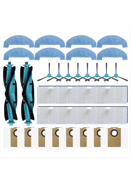34 Adet Ultenic T20 Pro Elektrikli Süpürge Yedek Parçaları Ana Fırça Yan Fırça Hepa Filtre Paspas Bezi Toz Torbası (Yurt Dışından) modelleri