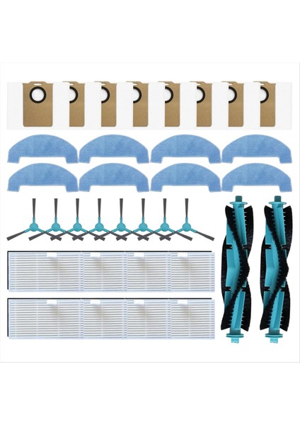 34 Adet Ultenic T20 Pro Elektrikli Süpürge Yedek Parçaları Ana Fırça Yan Fırça Hepa Filtre Paspas Bezi Toz Torbası (Yurt Dışından) fırsatları