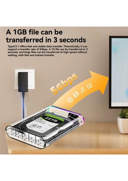 2.5inch 3.5inch Sata HDD Harici Sabit Sürücü Kılıfı Rgb Sata Sabit Sürücü Muhafaza Pc Lapop Eu Fişi Için Hızlı Adaptör (Yurt Dışından) modelleri