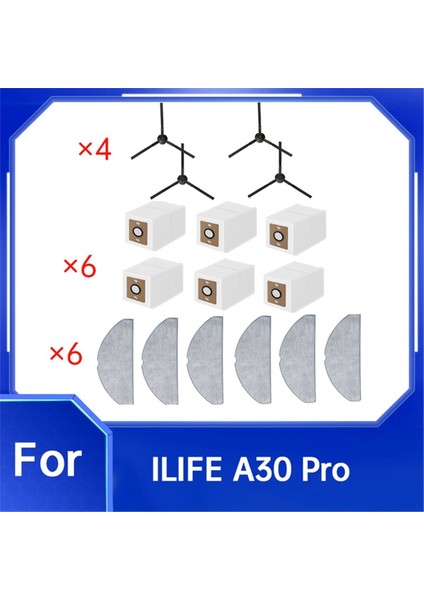 Ilıfe A30 Pro Vakum Süpürgesi Aksesuarları Için 16 Adet Yan Fırça Paspas Pedi Toz Torbası (Yurt Dışından) fırsatları