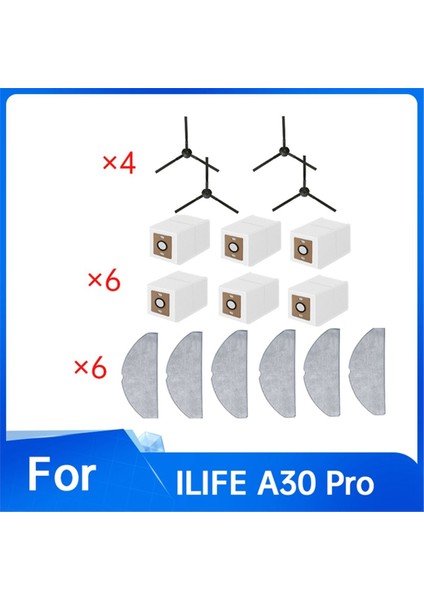 Ilıfe A30 Pro Vakum Süpürgesi Aksesuarları Için 16 Adet Yan Fırça Paspas Pedi Toz Torbası (Yurt Dışından) indirimleri
