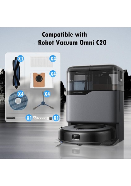 Eufy Omni C20 Robotlu Süpürge Için Aksesuar Kiti Ana Yan Fırça Hepa Filtre Paspas Bezi Toz Torbaları (Yurt Dışından) fiyatları