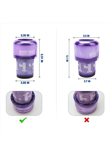Dyson V12 Slim Elektrikli Süpürgeler ve V12 Detect Slim Süpürgeler Için 8 Paket V12 Filtre Değişimi Parça No 971517-01 (Yurt Dışından) modelleri